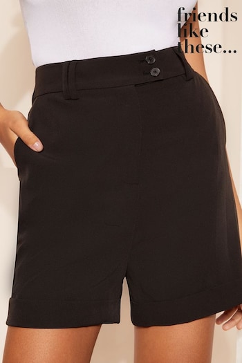 Nicholas Daley Regular-Fit & Straight Leg Pants Black Turn Up Belted Tailored Shorts (Q42961) | £30