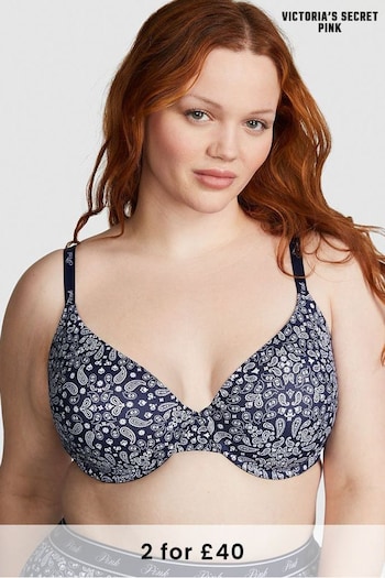 Victoria's Secret PINK Blue Bandana Lightly Lined Bra (Q43015) | £29