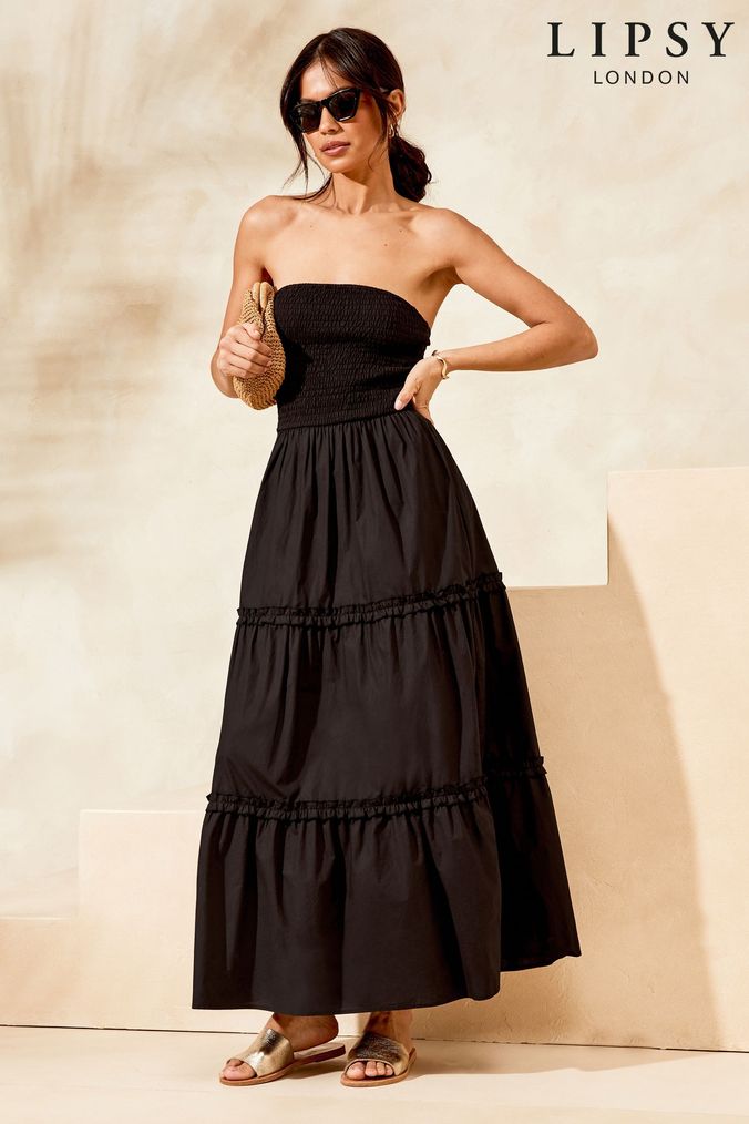Lipsy rosalie print top structured bandeau prom dress