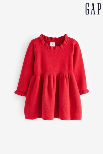 Gap Red Crew Neck Long Sleeve Dress (12mths-5yrs) (Q43092) | £35