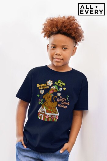 All + Every French Navy Scooby Doo Christmas Candy Cane Wishes Kids T-Shirt (Q43110) | £19