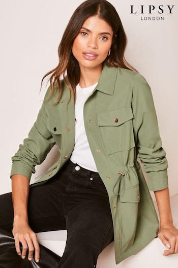 Lipsy Khaki Green Utility Belted Jacket (Q43167) | £60