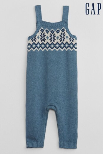 Gap Blue Fair Isle Knitted Sleeveless Baby Romper (Q43182) | £25