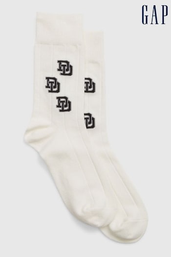 Gap White Dapper Dan Logo Crew Socks (Q43209) | £10