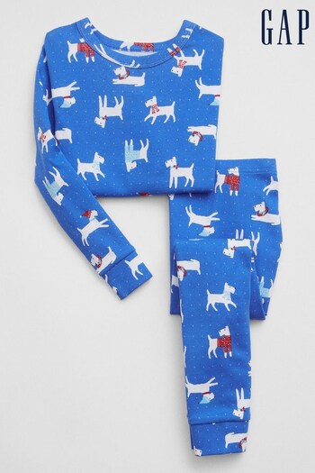Gap Blue Organic Cotton Christmas Pyjama Set (Q43250) | £18