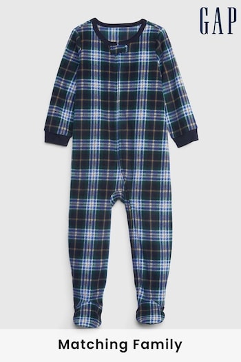 Gap Blue & Green Check Print Pyjama Footed Toddler All in One (Q43252) | £25