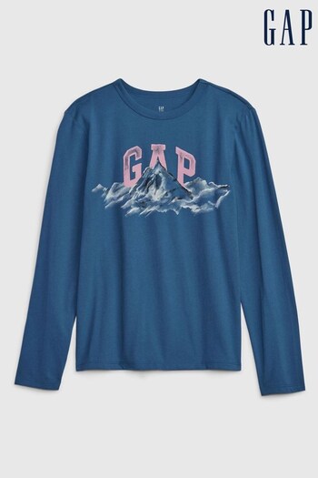 Gap Blue Arch Logo Crew Neck Long Sleeve T-Shirt (Q43257) | £10