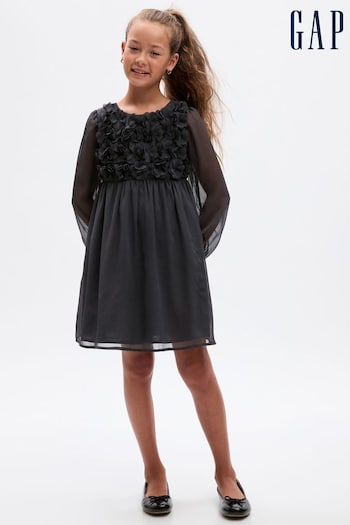 Gap Grey Long Sleeve Flower Dress (Q43261) | £40