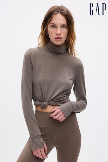 Gap Brown Breathable Long Sleeve Turtle Neck T-Shirt (Q43295) | £30