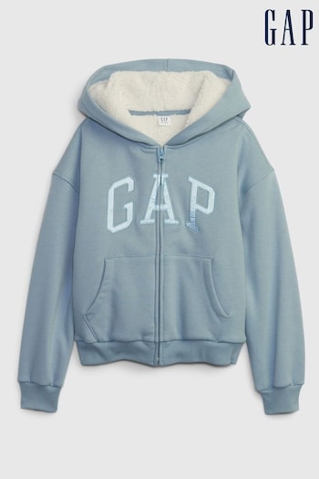 Gap Blue Sherpa Fleece Metallic Logo Hoodie (4-13yrs) (Q43317) | £35