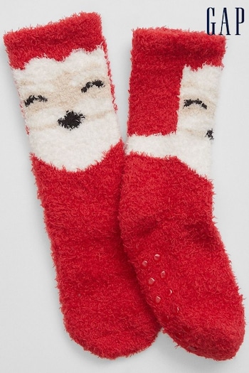 Gap Red & White Christmas Fluffy Socks (Q43326) | £3