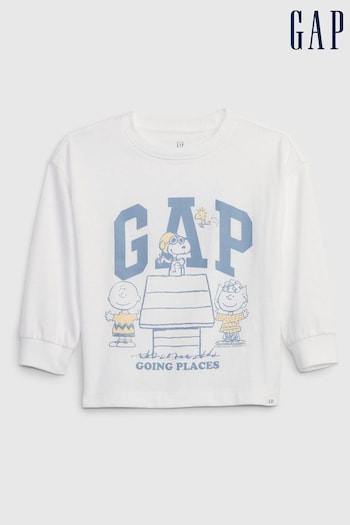 Gap White Peanuts Graphic Long Sleeve T-Shirt (Q43335) | £18