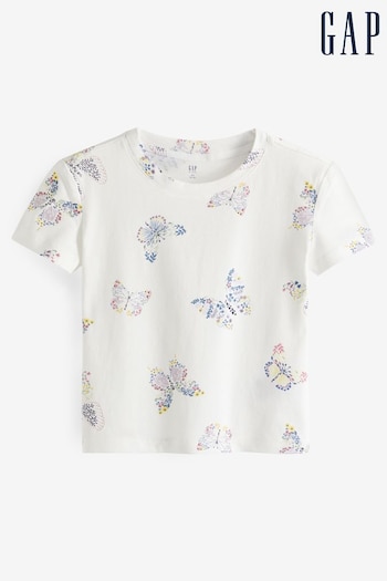 Gap Floral White Vintage Crew Neck Short Sleeve T-Shirt (Q43353) | £8