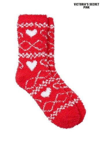 Victoria's Secret PINK Red Pepper Fair Isle Marshmallow Sock (Q43359) | £8