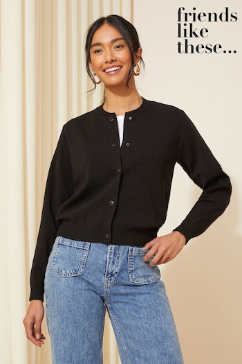 Friends Like These Black Knitted Bomber Cardigan (Q43485) | £46