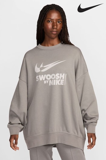 Nike light Grey Oversized Swoosh Logo Sweatshirt (Q43698) | £60