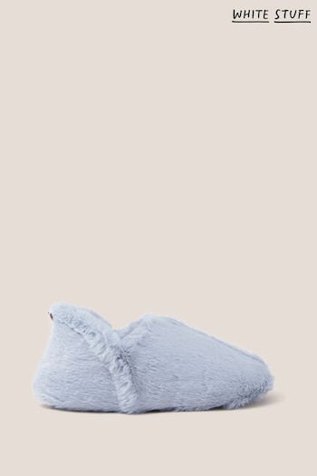 White Stuff Blue Faux Fur Closed Back Slippers (Q43707) | £30