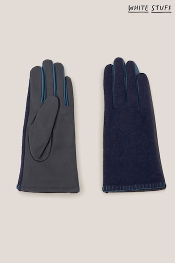 White Stuff Blue Leather Lucie Gloves (Q43717) | £35