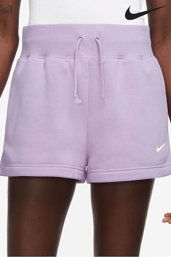 Nike Lilac Purple Phoenix Fleece High Waisted Shorts (Q43736) | £45
