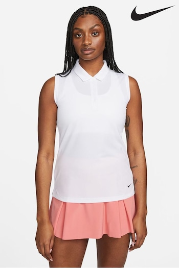 Nike White Dri-FIT Victory Golf RIB Polo Shirt (Q43765) | £40