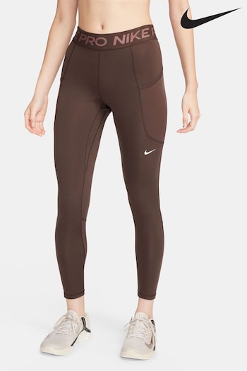 Nike snow Brown Pro 365 Mid Rise 7/8 Leggings With Pockets (Q43784) | £45