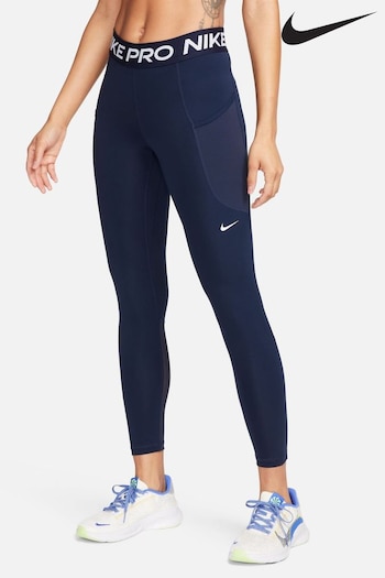 Nike wolf Navy Pro 365 Mid Rise 7/8 Leggings With Pockets (Q43785) | £45
