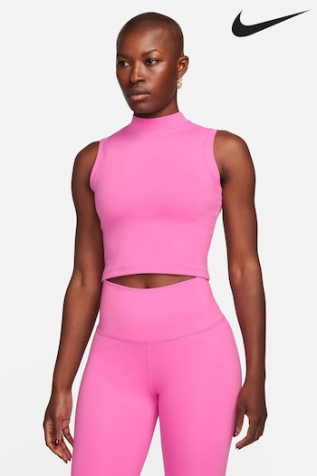 Nike Pink One Dri-FIT Mock Neck Cropped Tank Top (Q43787) | £38