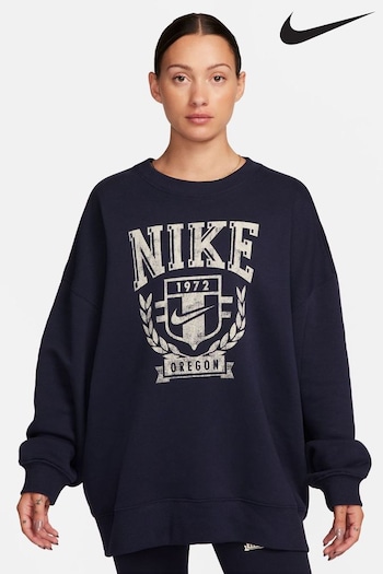 Nike Pack Navy Varsity Oversized Fleece Crew Neck Sweatshirt (Q43805) | £60