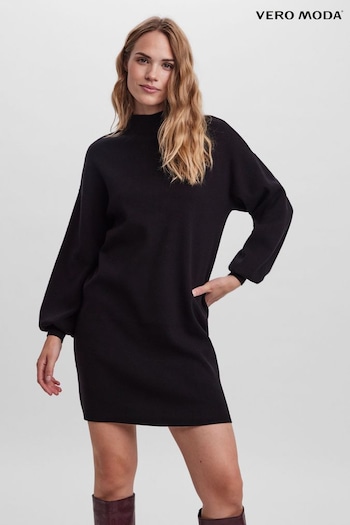 VERO MODA Black Puff Sleeve Jumper Patterned Dress (Q43842) | £38
