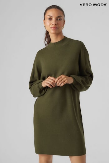 VERO MODA Green Puff Sleeve Jumper Dress (Q43863) | £38