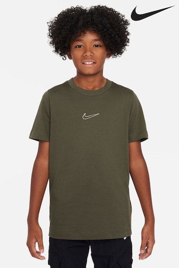 Nike Khaki Green Nike Kids DriFIT Big Training T Shirt (Q43949) | £28