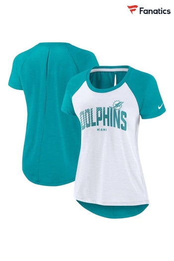 Fanatics Miami Dolphins Back Slit Fashion White Top (Q44352) | £32