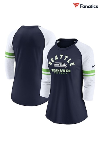 Fanatics Blue Seattle Seahawks 3/4 Sleeve Fashion Top (Q44358) | £35