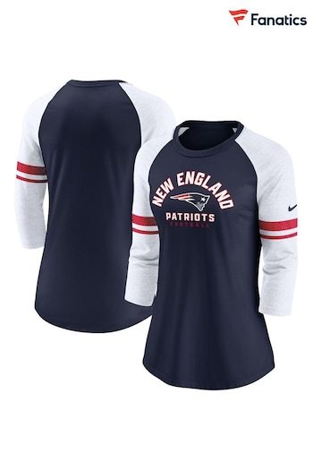 Fanatics Blue New England Patriots 3/4 Sleeve Fashion Top (Q44435) | £35