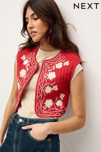 Red/White Floral Embroidery Waistcoat (Q44447) | £42