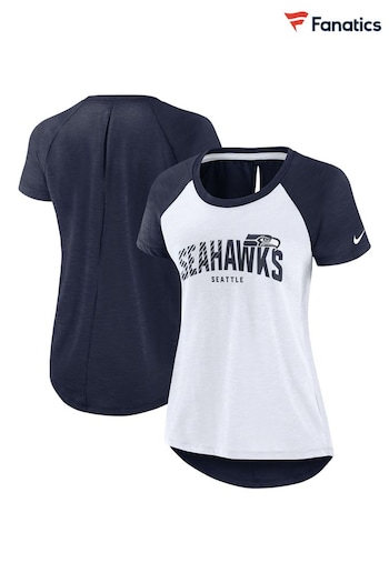 Fanatics White Seattle Seahawks Back Slit Fashion Top (Q44571) | £32