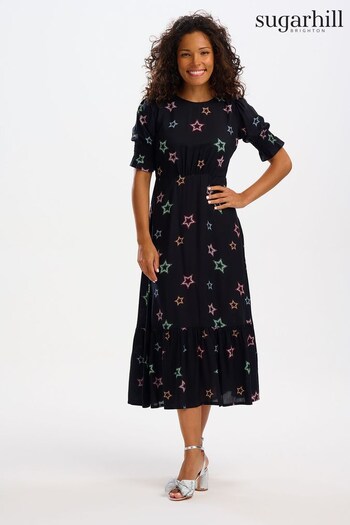 Sugarhill Brighton Amilie Midi Tea Black Dress (Q44638) | £69