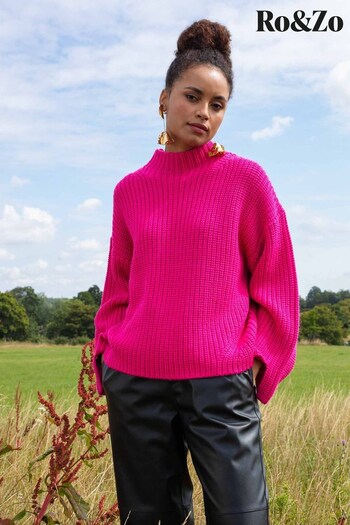 Ro&Zo Pink Split Sleeve High Neck Jumper (Q44652) | £89