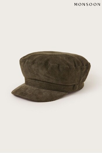Monsoon Green Cord Baker Boy Hat (Q44750) | £22
