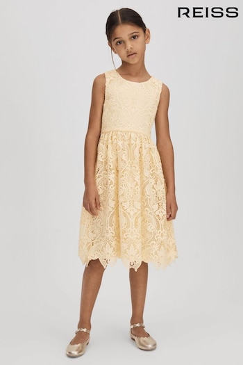 Reiss Lemon Daia Junior Fit-and-Flare Lace Dress (Q44789) | £75