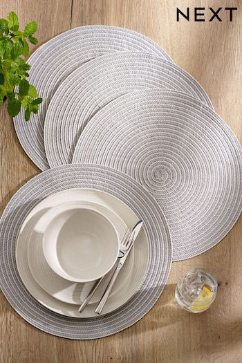 Grey Woven Stripe Placemats Set Of 4 (Q44790) | £14