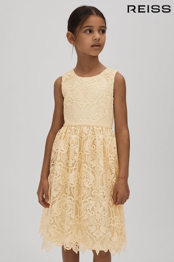 Reiss Lemon Daia Senior Fit-and-Flare Lace Dress (Q44801) | £81