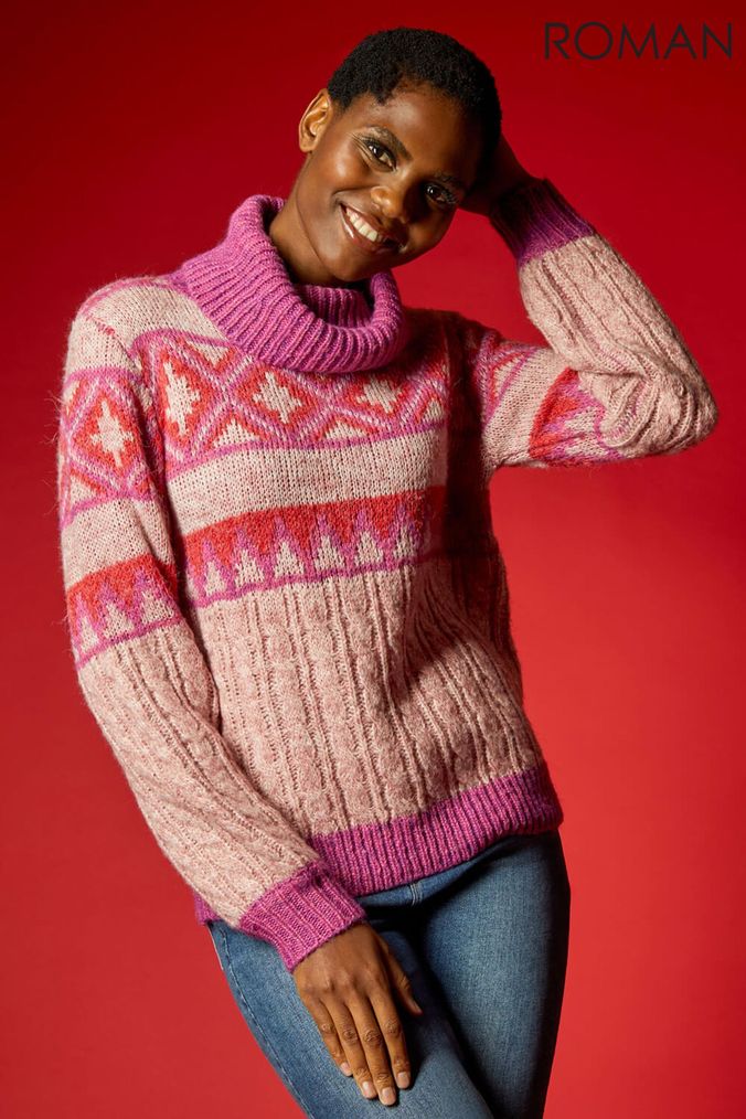 Buy Women s Jumpers Pink Fairisle Knitwear Online Next UK