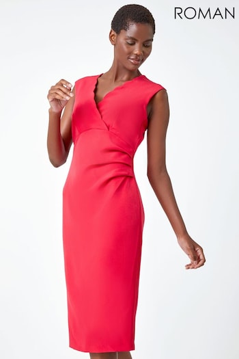 Roman Red Scallop Edge Fitted Shift Dress (Q44870) | £55
