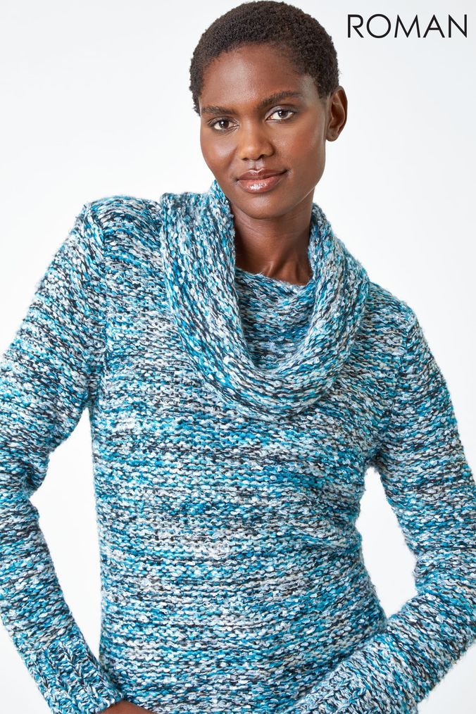 Blue roll neck jumper womens new arrivals