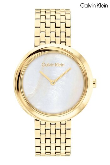 Calvin Klein Ladies Gold Tone Twisted Bezel Watch (Q44940) | £189