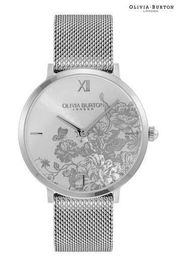 Olivia Burton Ladies Silver Tone Floral Blooms Watch (Q44970) | £119