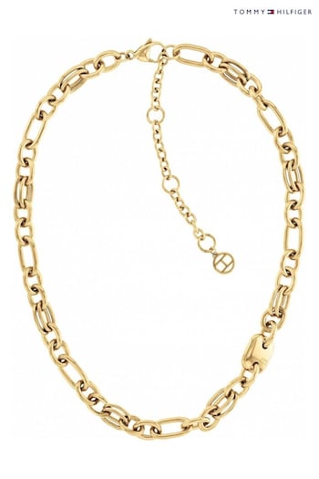 Tommy Hilfiger Ladies Gold Tone Jewellery Contrast Link Chain Necklace (Q44993) | £119
