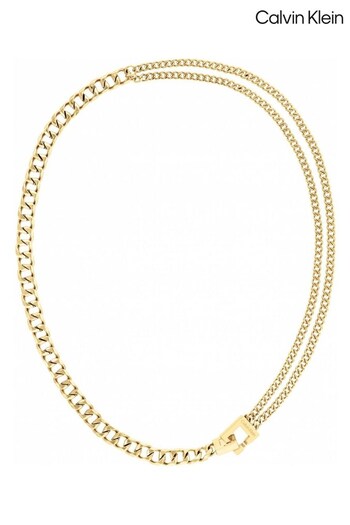 Calvin Klein Ladies Gold Tone Jewellery Divergent Links Necklace (Q45002) | £149