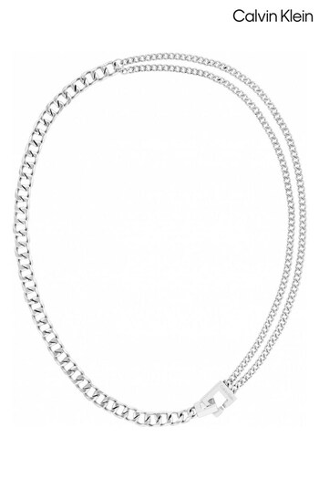 Calvin Klein Ladies Silver Tone Jewellery Divergent Links Necklace (Q45015) | £99